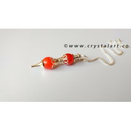 Red Carnelian Agate Two Piece Beads Dowsing Pendulum