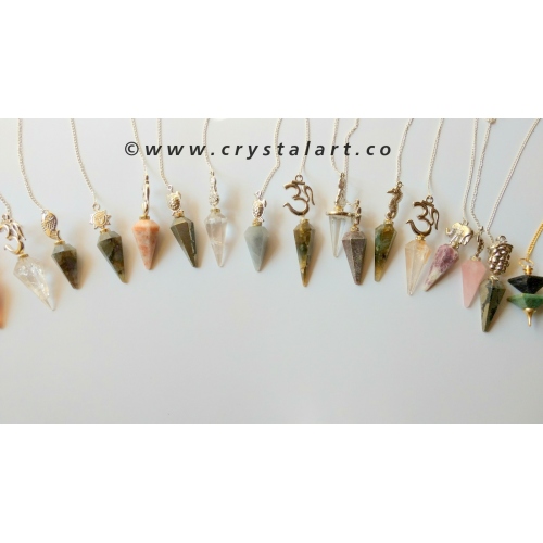 Mix Gemstone Faceted Different style Brass Metal Pendulum