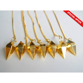Golden Faceted Double Terminated Points Metal Pendulum