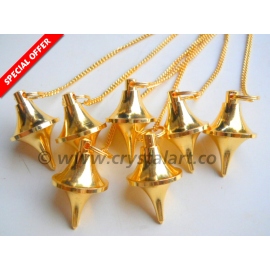 Golden Double Terminated Points Metal Pendulum