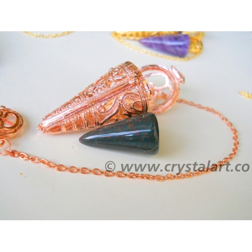 Copper OM Cage Pendulum With Bloodstone Cone