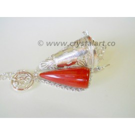 Silver Buddha Cage Pendulum With Red Jasper Cone