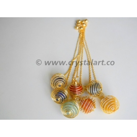 Golden Spiral Cage Pendulum With Chakra Pebbles