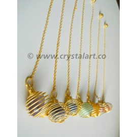 Golden Spiral Cage Pendulum With Chakra Pebbles