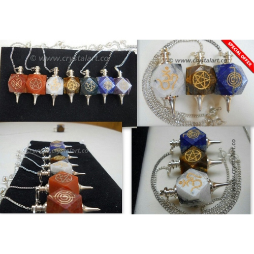Chakra Hexagonal Engraved Reiki Pendulum