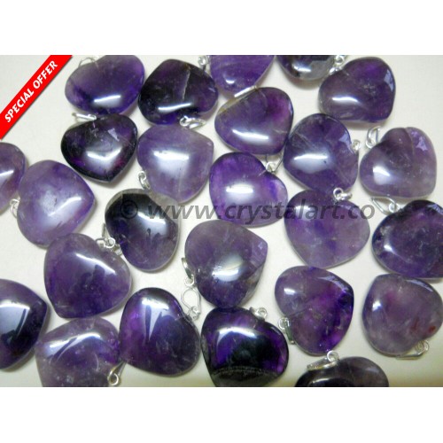 Amethyst Puffy Heart shape Pendants