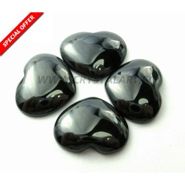 Black Hematite Loose Puffy Hearts