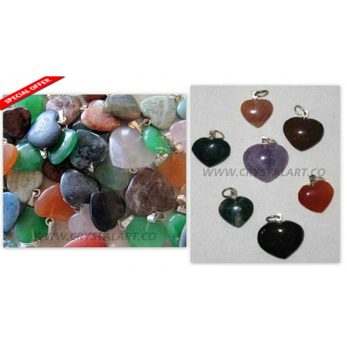 Gemstone 30 MM Heart Shape Mix Pendants