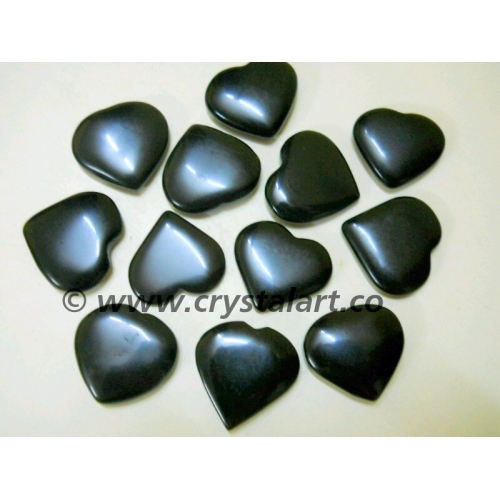 Black Agate Loose Puffy Heart