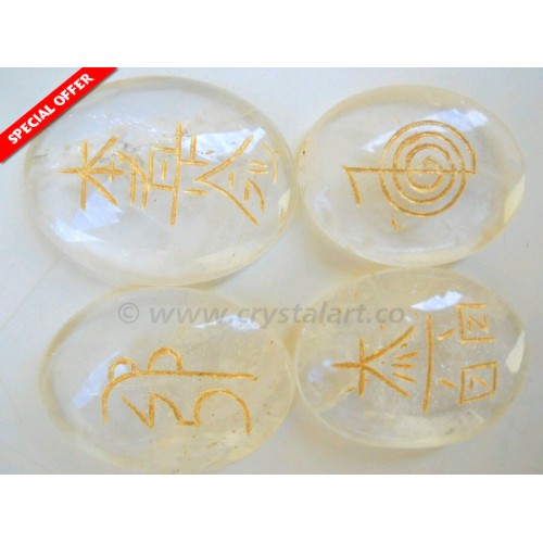 Clear Crystal Quartz Reiki Cabochon Set