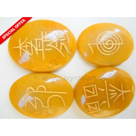 Yellow Jade Stone Reiki Cabochon Set