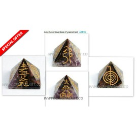 Amethyst Agate Usui Reiki Pyramid Set