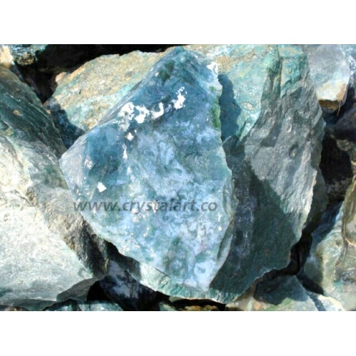 Green Moss Agate Rocks Rough Stone