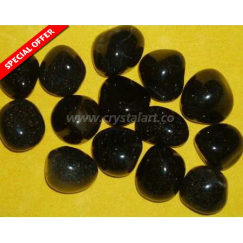 Plane Black Onyx Dyed Tumbled Pebbles Stone