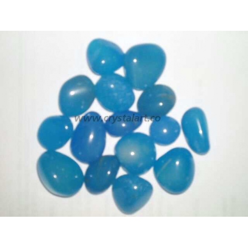 Light Blue Calcee Onyx Dyed Tumbled Pebbles Stone